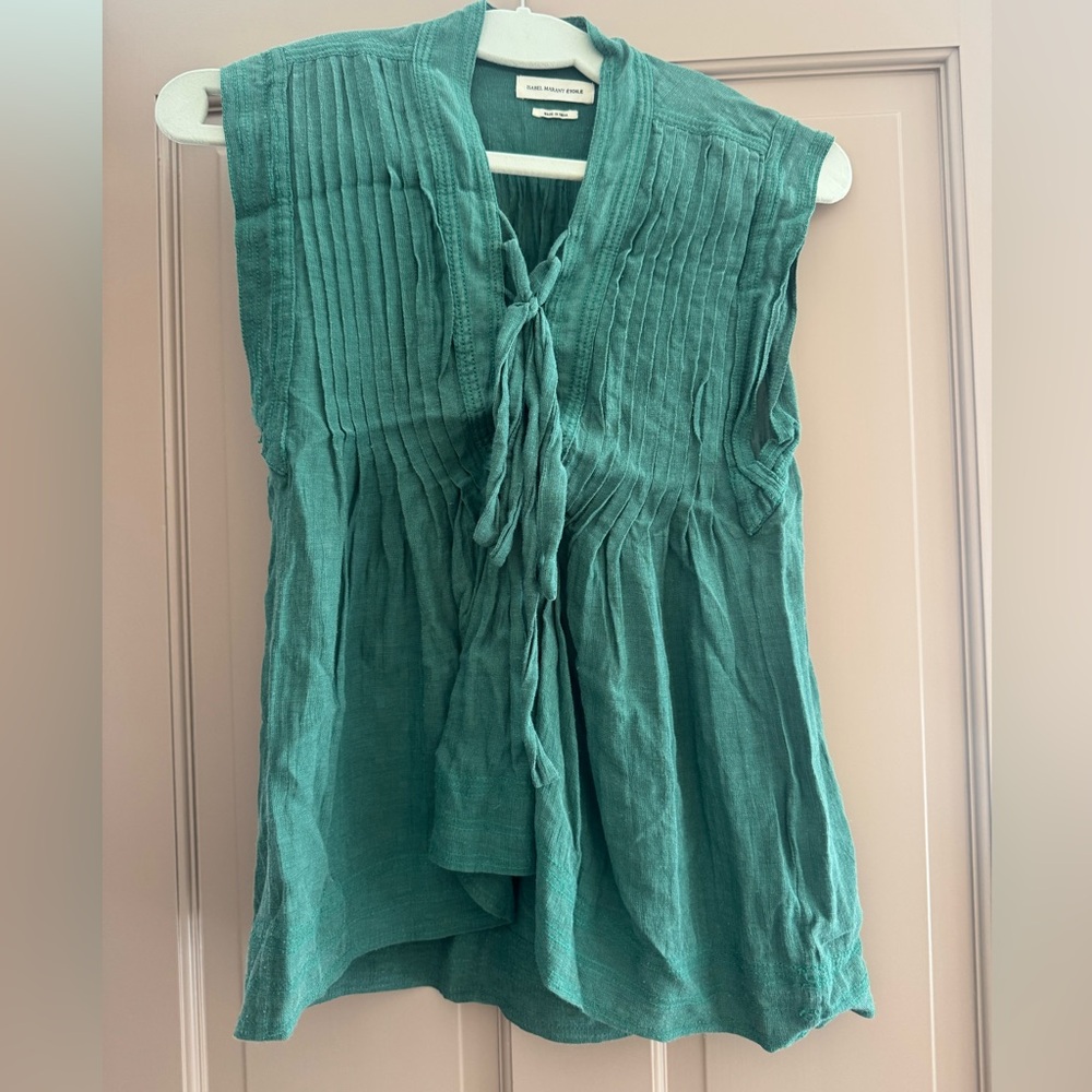 Emerald Linen Isabel Marant lace up tank